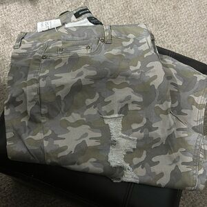 Camo shorts with cut up open